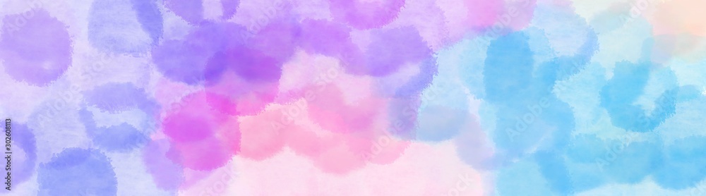 square graphic with round style wide banner. lavender blue, light sky blue and pastel pink background with space for text or image