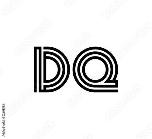 Initial two letter black line shape logo vector DQ