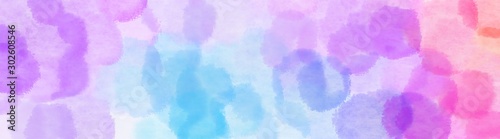 abstract confetti circles wide banner. lavender blue, orchid and light sky blue background with space for text or image