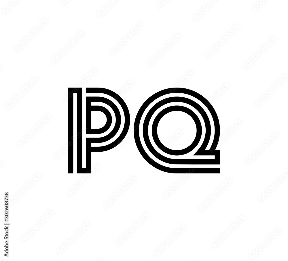 Initial two letter black line shape logo vector PQ Initial two letter black line shape logo vector PQ
