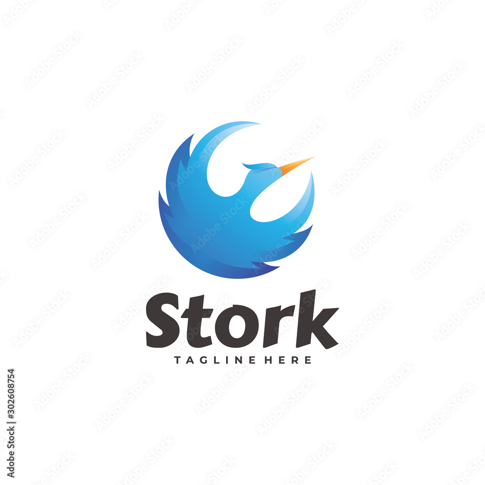Fototapeta premium Abstract Gradient Stork Bird Wing Logo Icon