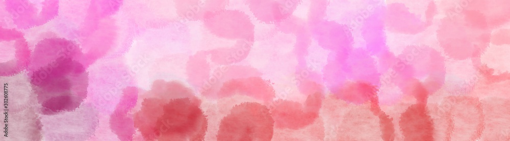 abstract round bubbles wide banner. pink, mulberry  and light coral background with space for text or image
