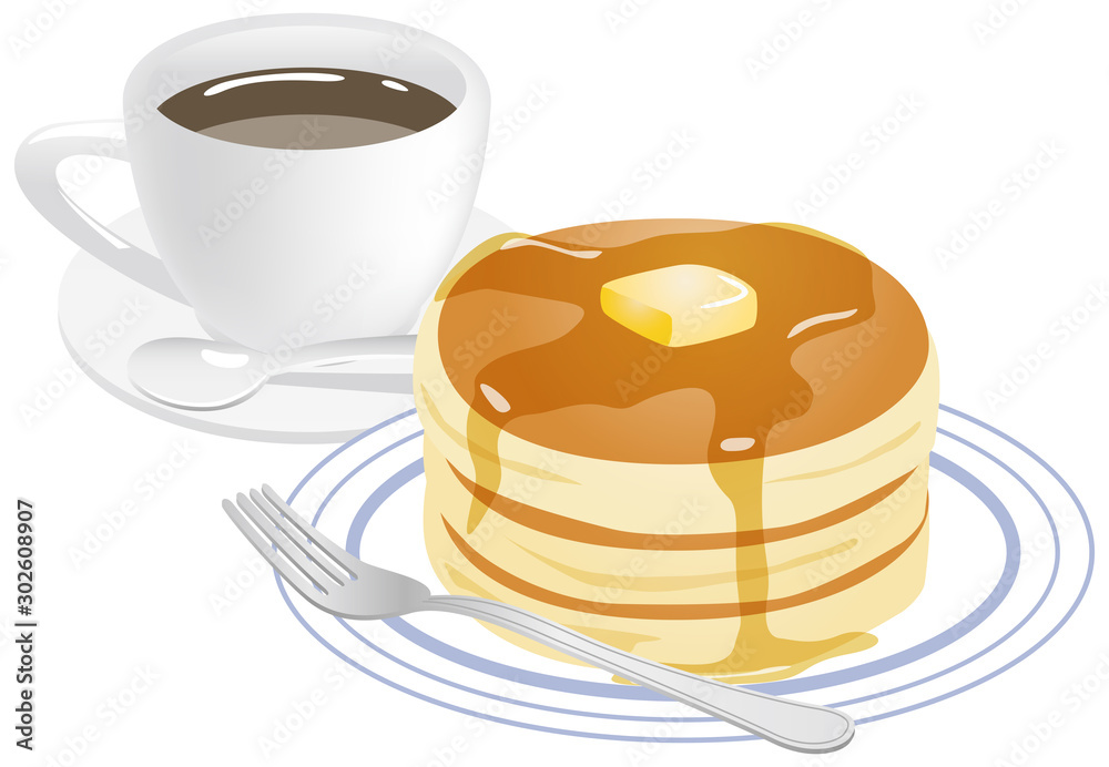 ホットケーキとコーヒーのイメージイラスト Stock Vector Adobe Stock