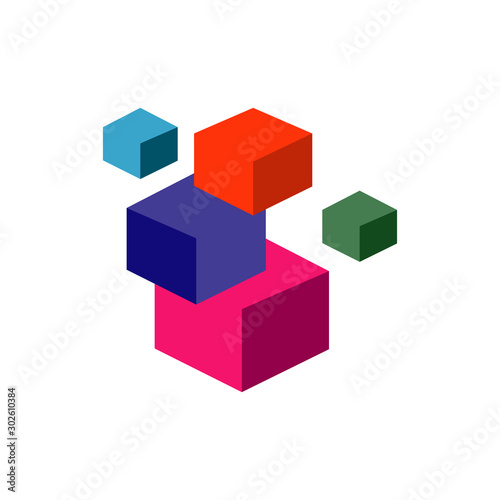 3D abstract square cube stacked boxes logo symbol  icon template Vector illustration