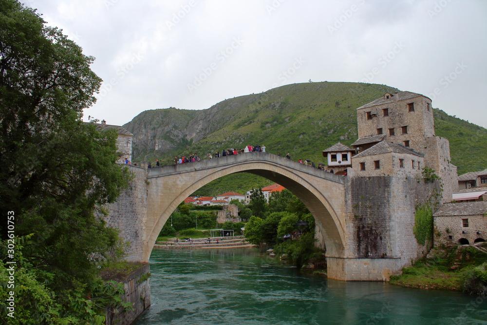 old stone bridge over the river in mostar