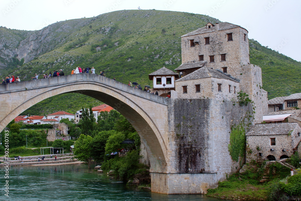 old bridge over the river in mostar