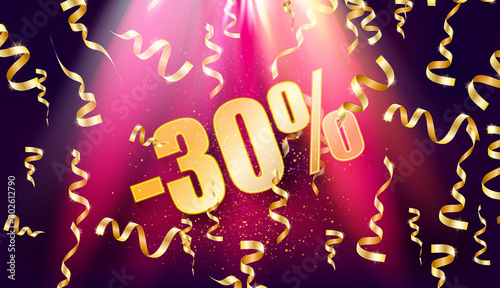 Neon 30 sale off text banner