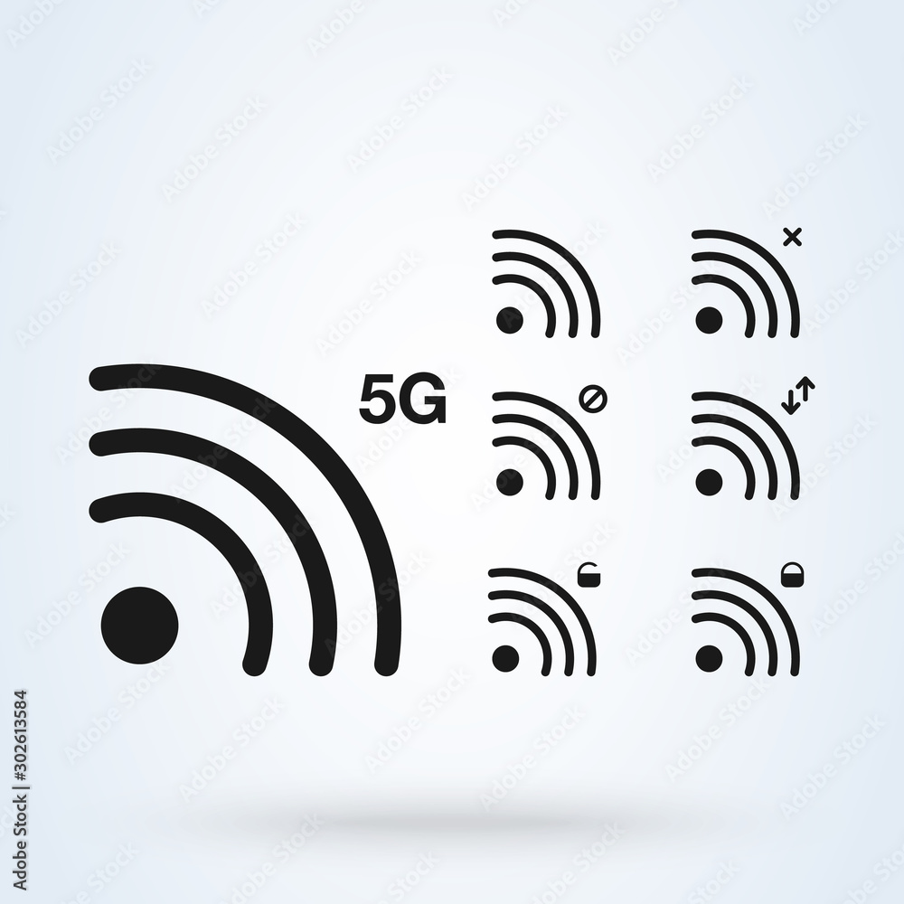 wireless signal set 5G. Simple vector modern icon design illustration. wireless signal set 5G. Simple vector modern icon design illustration.