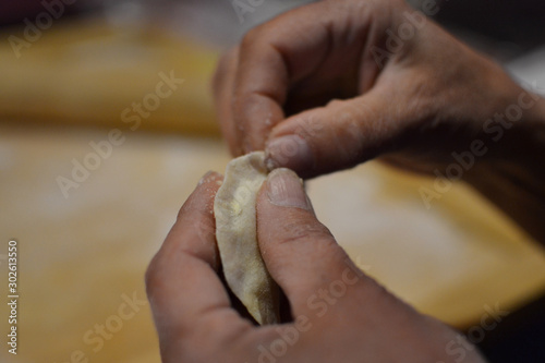 Making homemade dumplings with potatoes