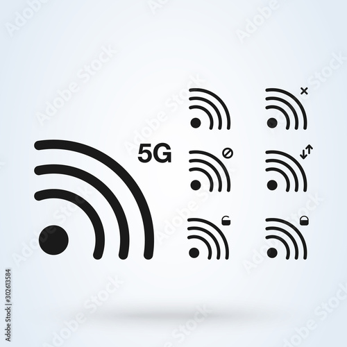 wireless signal set 5G. Simple vector modern icon design illustration.