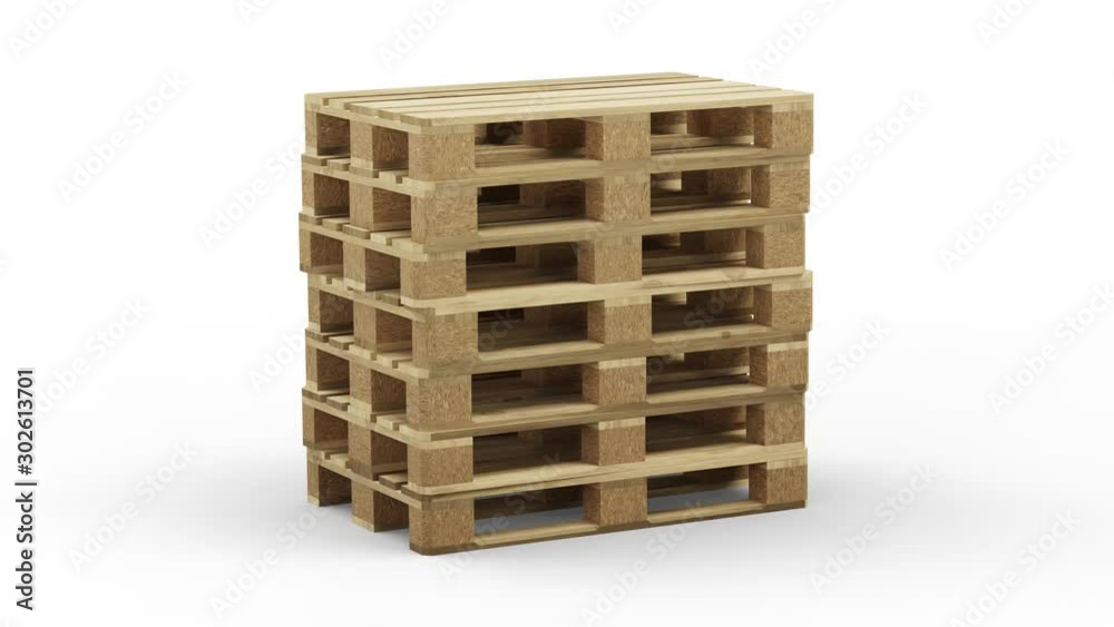 Wood Pallets Straight Stacked in infinite rotation Wood Pallets Straight Stacked in infinite rotation