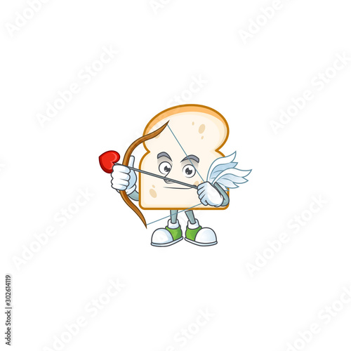 Cartoon slice white bread with cupid mascot