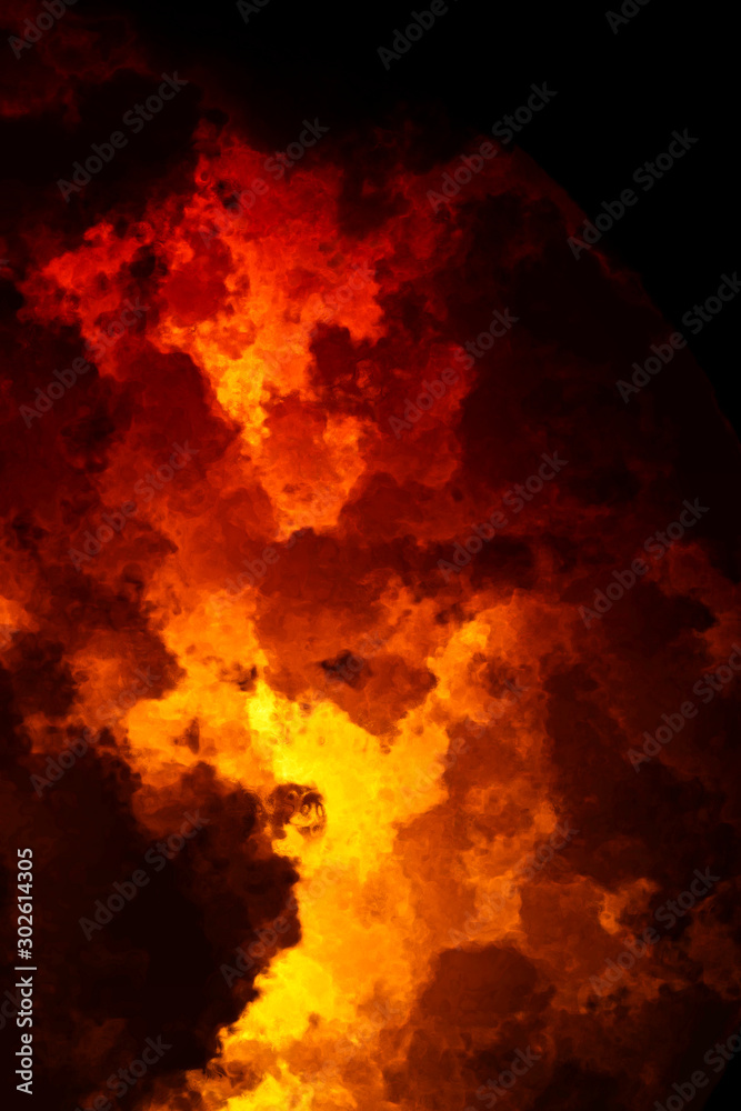 abstract composition: fire clouds on a dark background, 3d graphic arts abstract composition: fire clouds on a dark background, 3d graphic arts