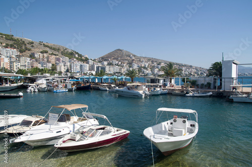 Town Saranda on Albanian Ionian Sea Coast near Corfu and ancient city Butrint