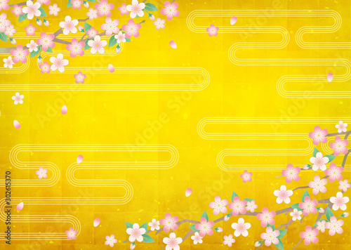 ベクター和風背景素材 桜 金屏風 金箔テクスチャー Stock Vector Adobe Stock ベクター和風背景素材 桜 金屏風 金箔テクスチャー Stock Vector Adobe Stock