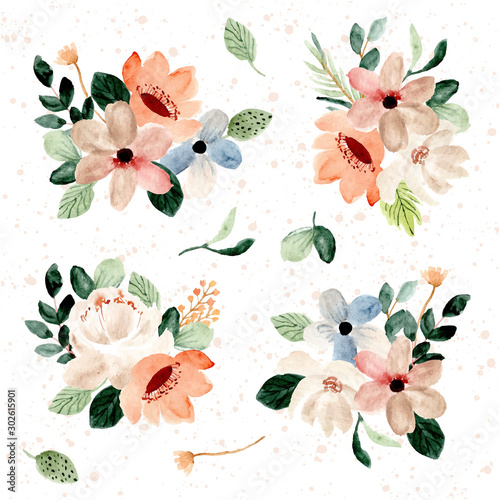 beautiful floral arrangement watercolor collection