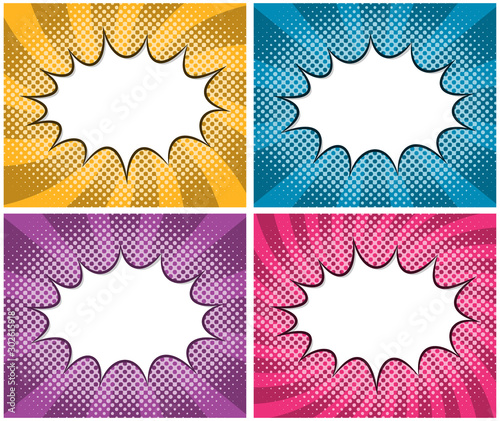 Vector comic speech bubble pop art style posters