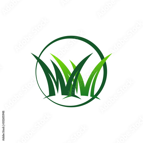 grass remover lawn mower logo design template vector illustration