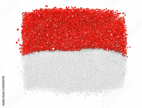Monaco flag from color sand isolated on white