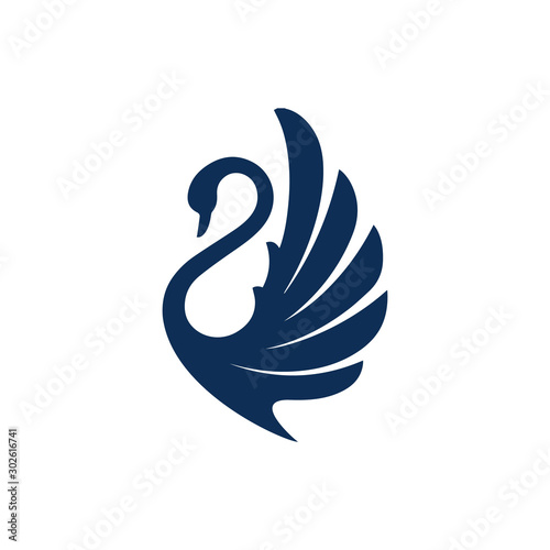 Fototapeta Naklejka Na Ścianę i Meble -  new luxury stylish spreading wings swan logo design vector logotype sign illustration