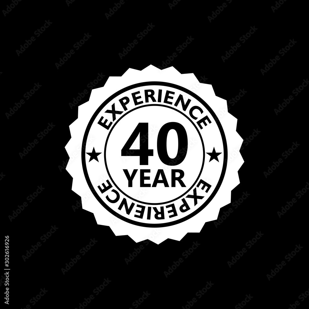 40 years of experience icon isolated on black background