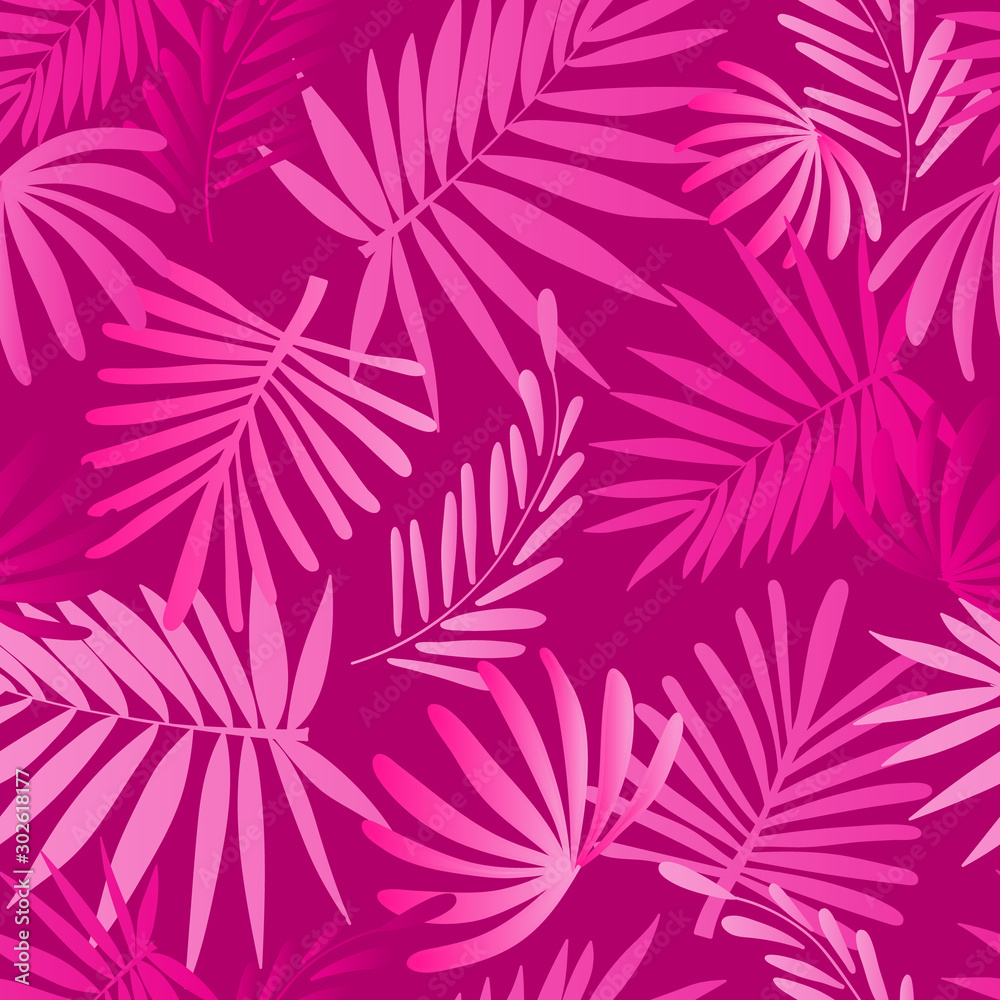 Vector seamless tropical pattern, bright tropical foliage, monstera leaves. Modern bright summer print design from thickets of tropical leaves from the jungle