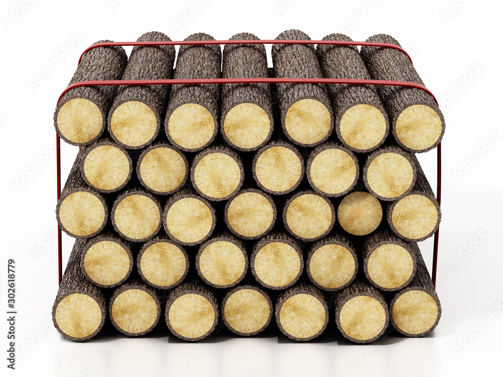 Heap of logs isolated on white background. 3D illustration Heap of logs isolated on white background. 3D illustration