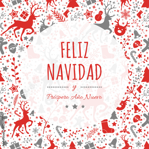 Feliz Navidad - translated from spanish as Merry Christmas. Vector