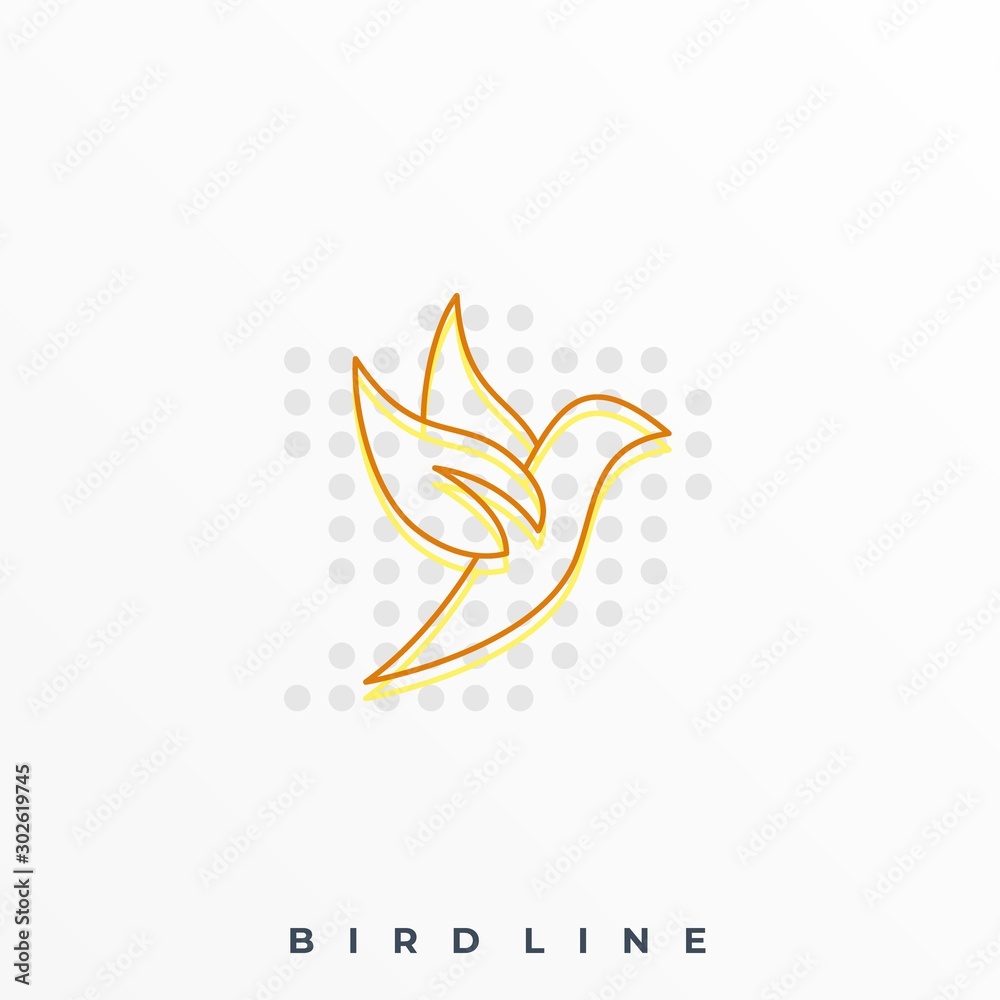 Bird Line Colorful Illustration Vector Template