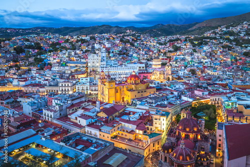 Aerial view of guanajuato with cathedral in mexico photo