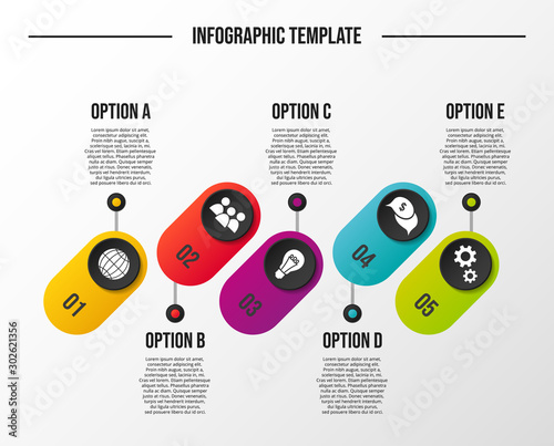 Concept of a colorful infographic with business icons - infographic template. Vector