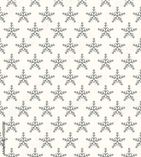 Christmas pattern with hand drawn snowflakes. Vector.