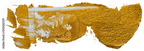 Hand drawn isolated paintbrush stripe with golden color esp 10 vector illustration template fot your text.