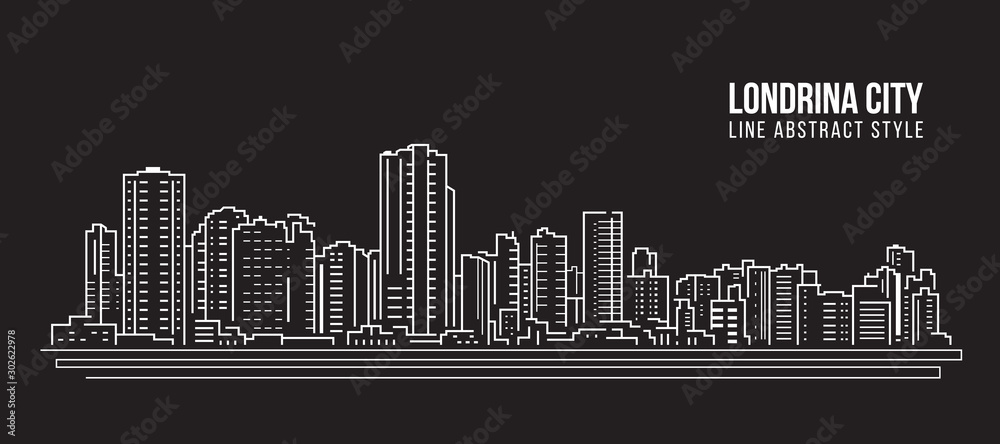 Cityscape Building panorama Line art Vector Illustration design - Londrina city