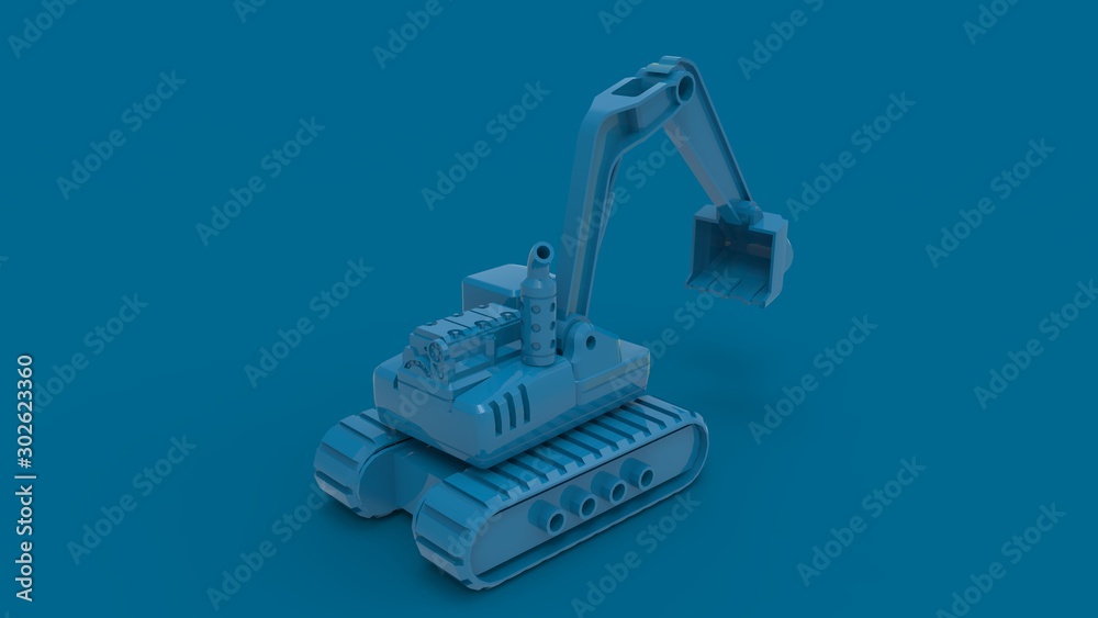 3d rendering of a toy excavator toy isolated in studio background 3d rendering of a toy excavator toy isolated in studio background