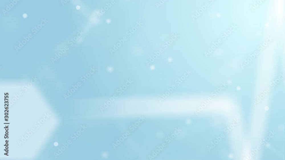 3D Abstract white geometry float into medical wireframe network and connecting dot space on blue background. Security futuristics computer and science concept. Abstract technology motion graphic. 4K
