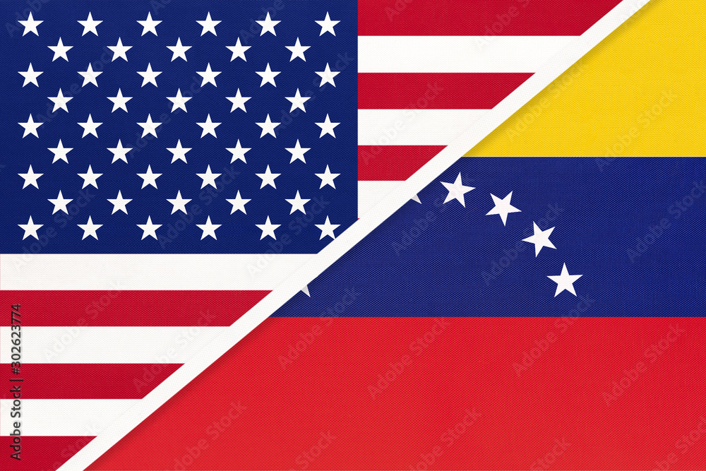 USA vs Venezuela national flag. Relationship between two countries. USA vs Venezuela national flag. Relationship between two countries.