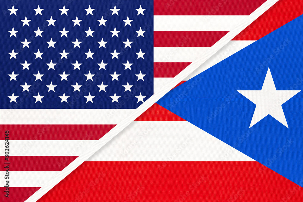 USA vs Puerto Rico national flag. Relationship between two countries. USA vs Puerto Rico national flag. Relationship between two countries.