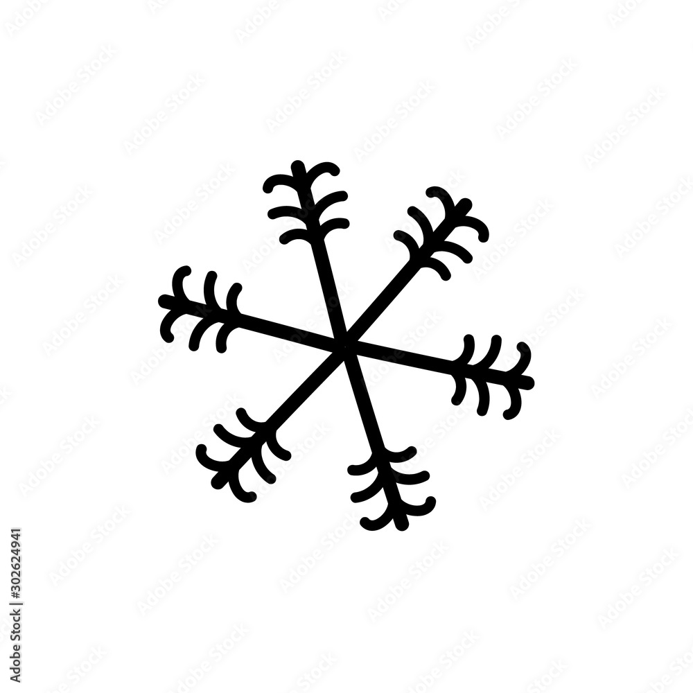 Simple black winter snowlake. Christmas vector icon. Simple black winter snowlake. Christmas vector icon.
