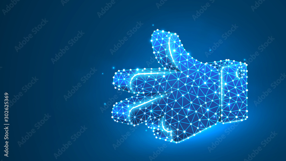 Scissors hand gesture. Rock, Paper, Scissors game. Peace or victory solution concept. Abstract digital wireframe, low poly mesh, polygonal vector blue neon 3d illustration. Line dot Scissors hand gesture. Rock, Paper, Scissors game. Peace or victory solution concept. Abstract digital wireframe, low poly mesh, polygonal vector blue neon 3d illustration. Line dot