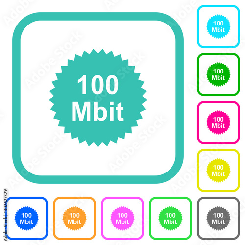 100 mbit guarantee sticker vivid colored flat icons