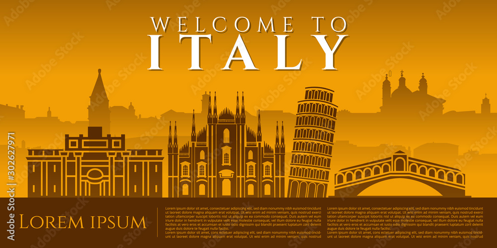 Italy cityscape landmark vector graphic design