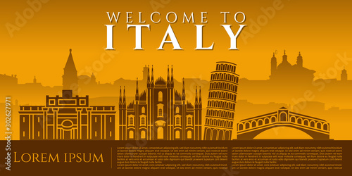Italy cityscape landmark vector graphic design