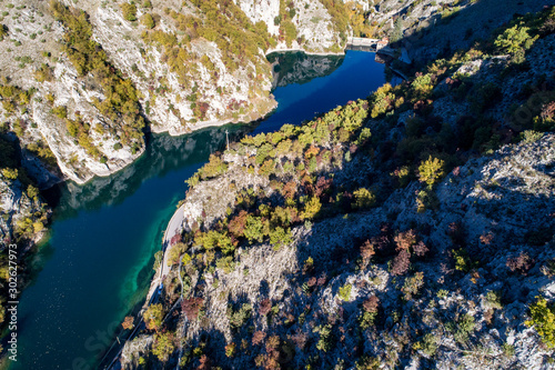 Aerial view of Lake San Domenico. In the gorges of the Essayine in Abruzzo © Claudio Quacquarelli
