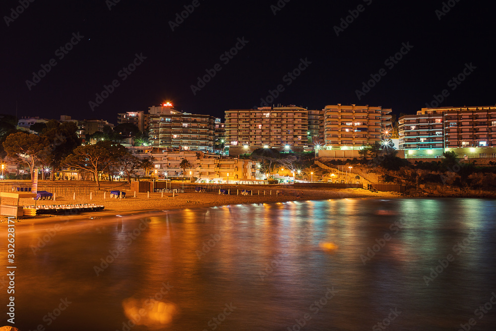 Obraz premium nochnoy gorod vozle morya night city near the sea