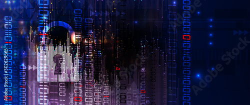 Cybersecurity and information or network protection. Future technology web services for business and internet project