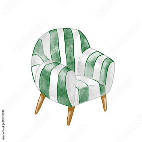 Vintage armchair flat vector illustration