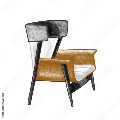 Trendy retro armchair flat vector illustration