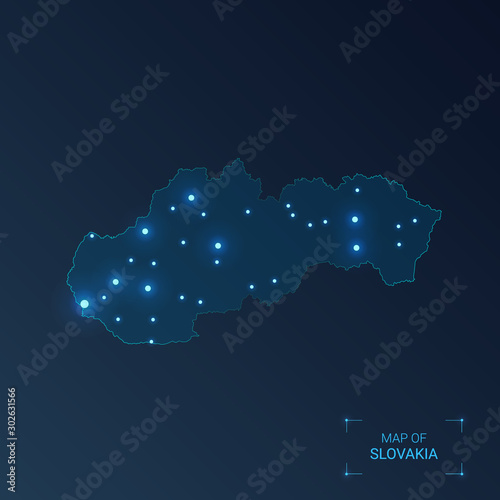 Canvas Print Slovakia map with cities