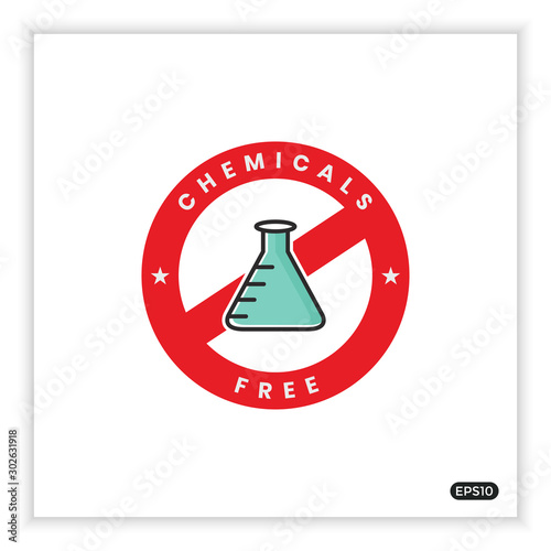 chemical free icon, caution sign for food products